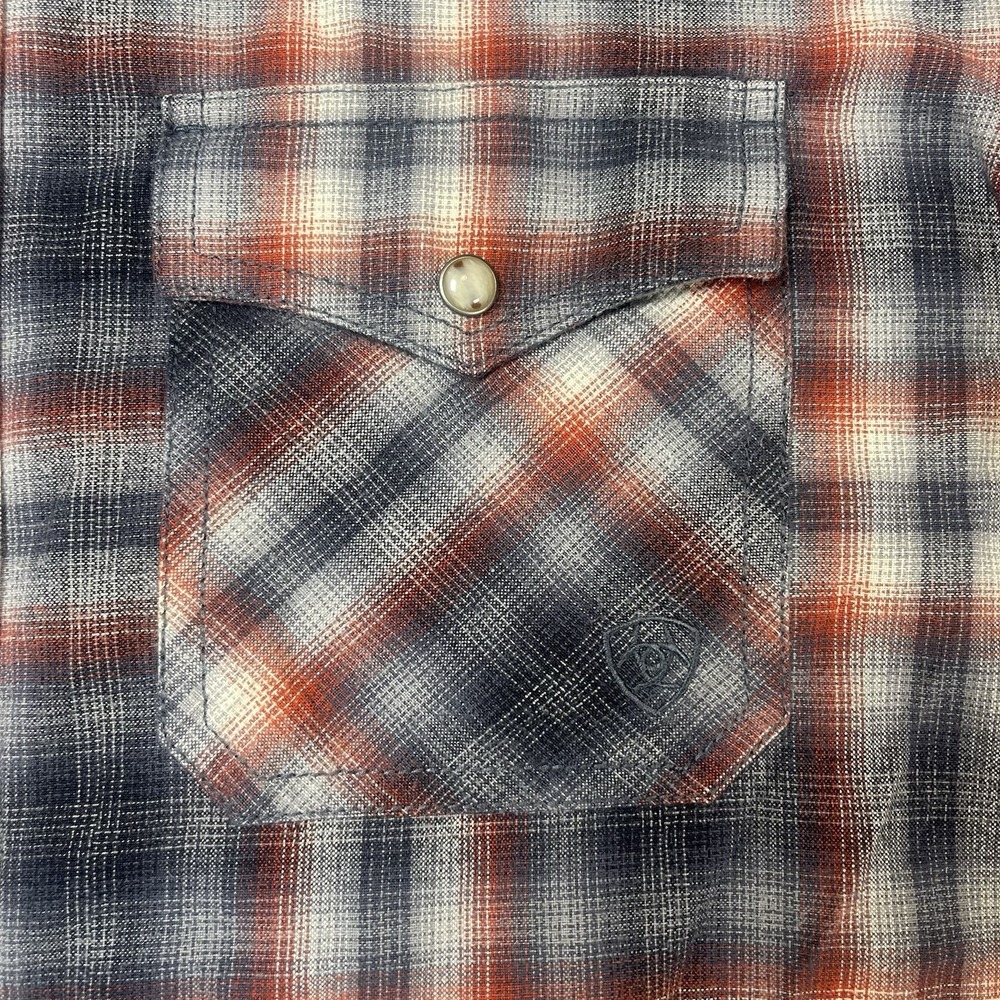 Ariat Shirt Mens XL Red Gray Retro Fit Southwestern Pearl Snap Rodeo Cowboy - Picture 4 of 8